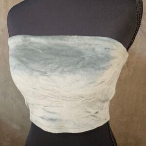 Aerie Green Velvet Velour Tube Top‎ Crop Top Stretch XS Y2K 90s Retro Indie Soft